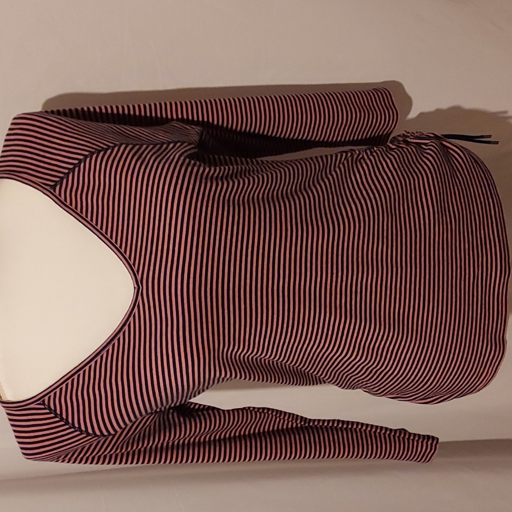 Chaps V-neck Striped Top Petite Large